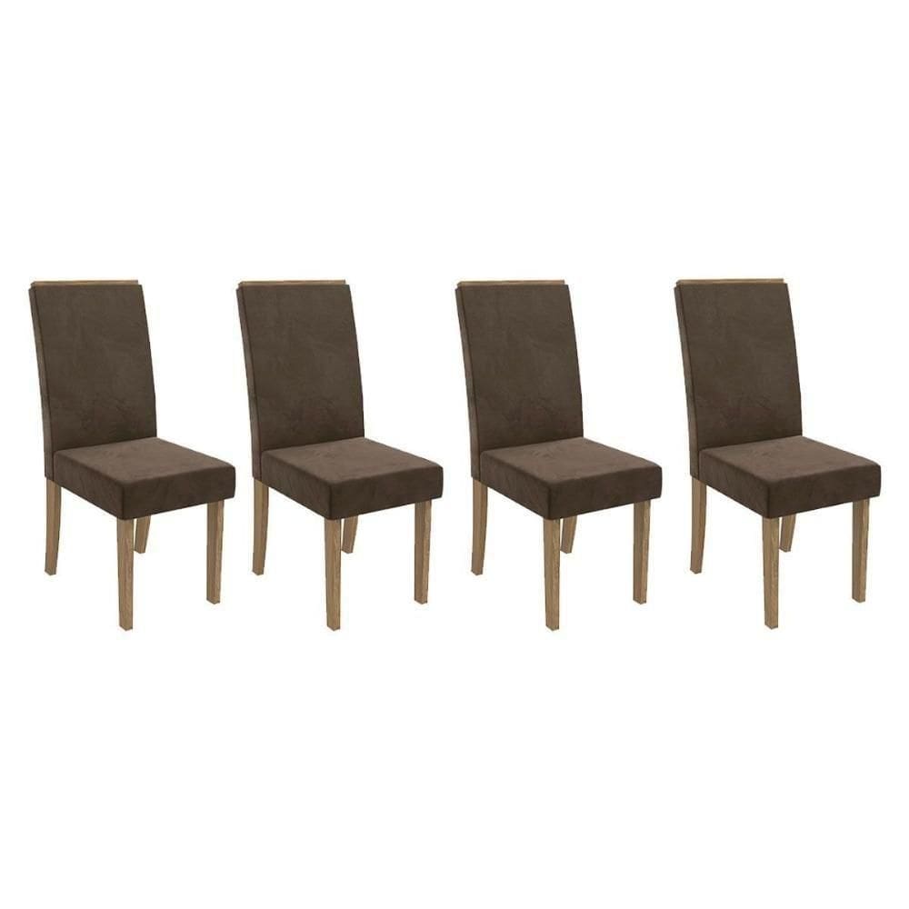 Cadeira Sala De Jantar 2cad142ng Kit 4 Un Nogueira/veludo Marrom A033 - Kappesberg