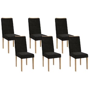 Cadeira Sala De Jantar 2cad157ea Kit 6 Un Eucalipto-veludo Preto A038