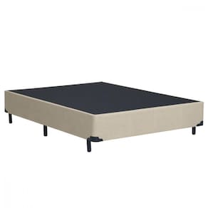 Base Cama De Casal Box 138x188x25 Corino Linho Areia Dancar Areia