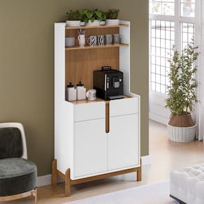 Aparador Cantinho Cafe 2 Portas 81cm Dcasa Branco Cedro