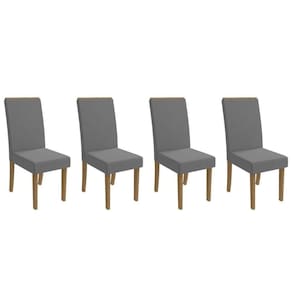 Cadeira Sala De Jantar 2cad142fr Kit 4 Un Freijo/linho Cinza A056 - Kappesberg