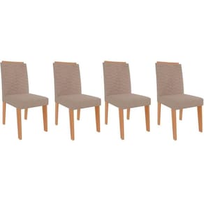 Cadeira Sala De Jantar Clarice Kit 4 Un Nature-madeirado-linho Bege - Cimol