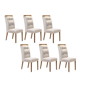Cadeira Sala de Jantar Imperatriz Madeira Kit 6 Un Capuccino - Veludo Creme - Rufato