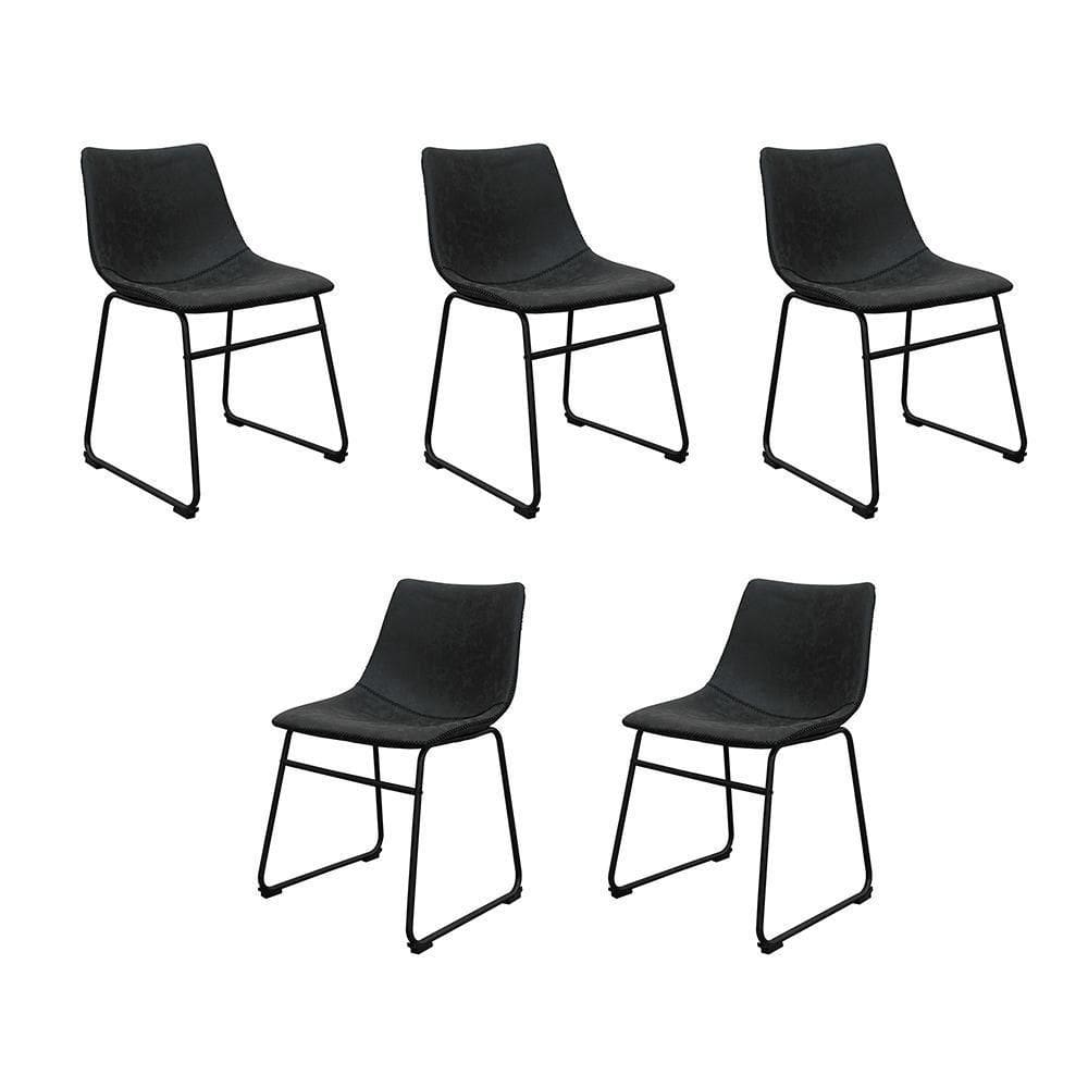 Kit 5 Cadeiras Decorativas Marquezine Sala De Jantar Pu Base Aço Preto G56 - Gran Belo