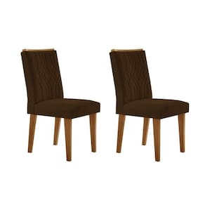 Cadeira Sala De Jantar Alegra Madeira Kit 2 Un Capuccino - Veludo Marrom - Rufato