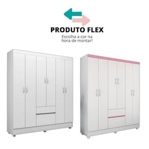 Guarda-roupa 6 Pts 2 Gavetas Flash Ii Branco Demóbile Branco
