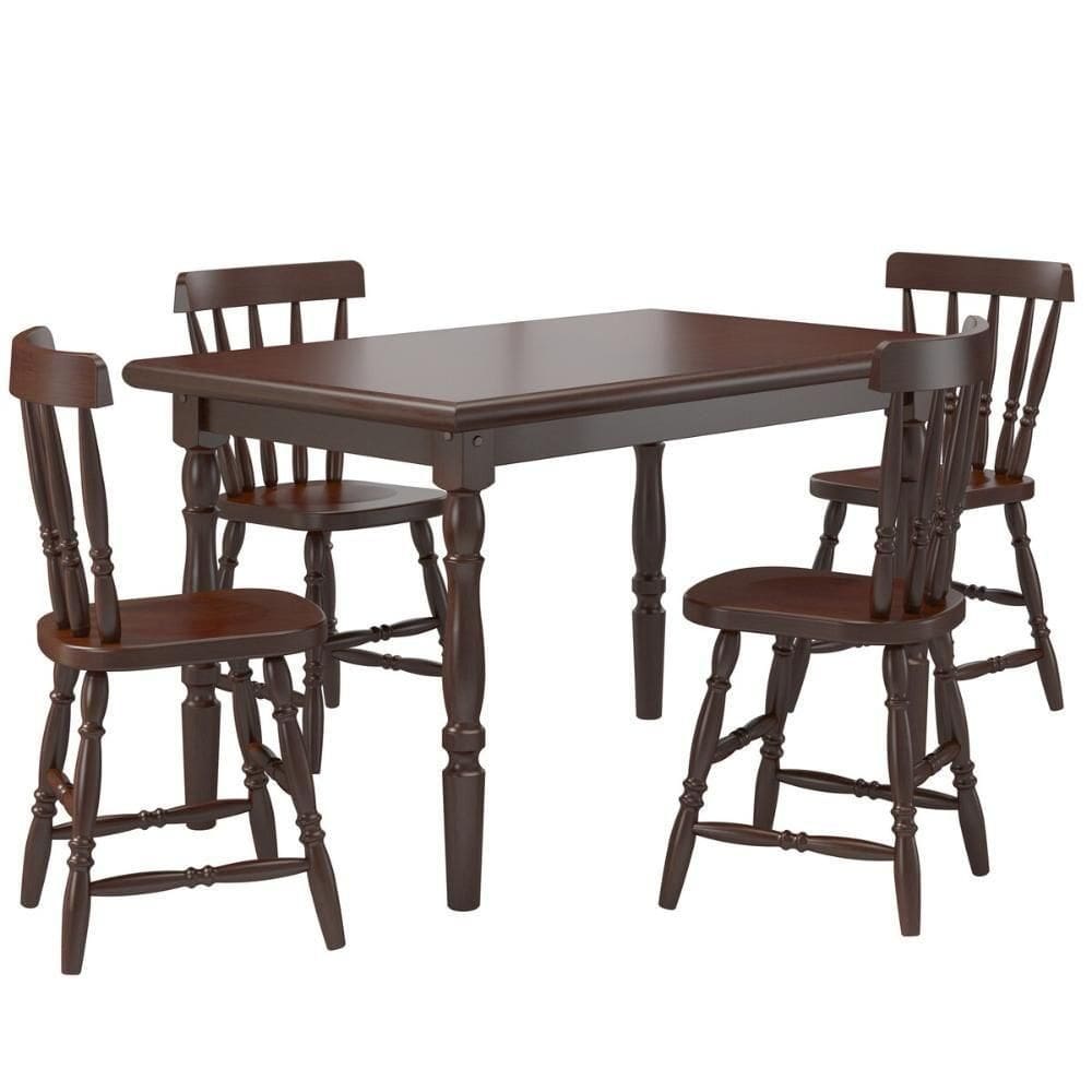 Conjunto Mesa De Jantar 125cm Com 4 Cadeiras Multimóveis Cr50083 Castanho Castanho