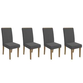 Cadeira Sala De Jantar 2cad142fr Kit 4 Un Freijó - Assento/encosto Veludo Deluxe Chumbo - Kappesberg