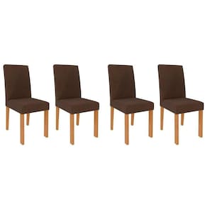 Cadeira Sala De Jantar Maia Kit 4 Un Nature-suede Mascavo Chocolate