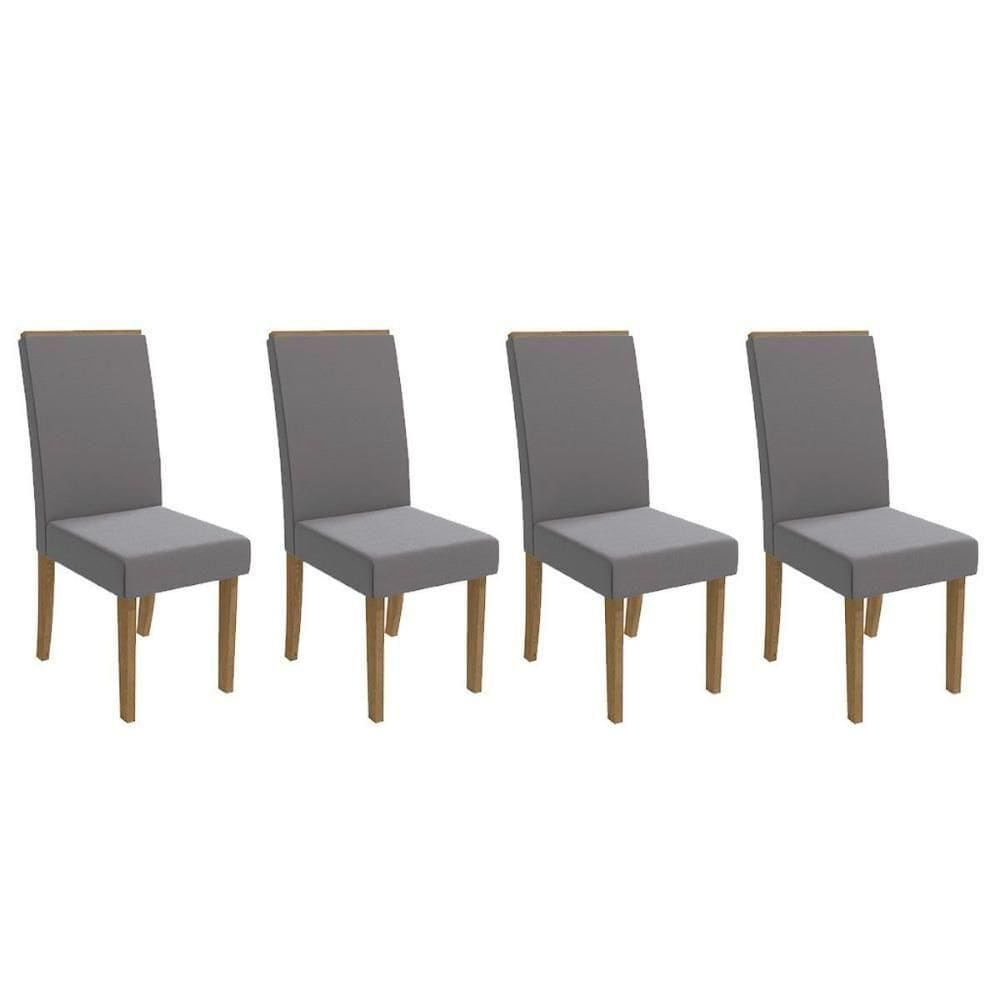 Cadeira Sala De Jantar 2cad142fr Kit 4 Un Freijo/veludo Titanio A050 - Kappesberg