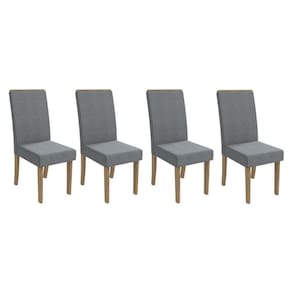 Cadeira Sala De Jantar 2cad142ng Kit 4 Un Nogueira-linho Cinza A056 - Kappesberg