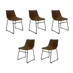 Kit 5 Cadeiras Decorativas Marquezine Sala De Jantar Pu Base Aço Marrom/preto G56 - Gran Belo