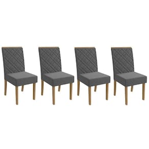 Cadeira Sala De Jantar 2cad149fr Kit 4 Un Freijo/linho Cinza A056 - Kappesberg