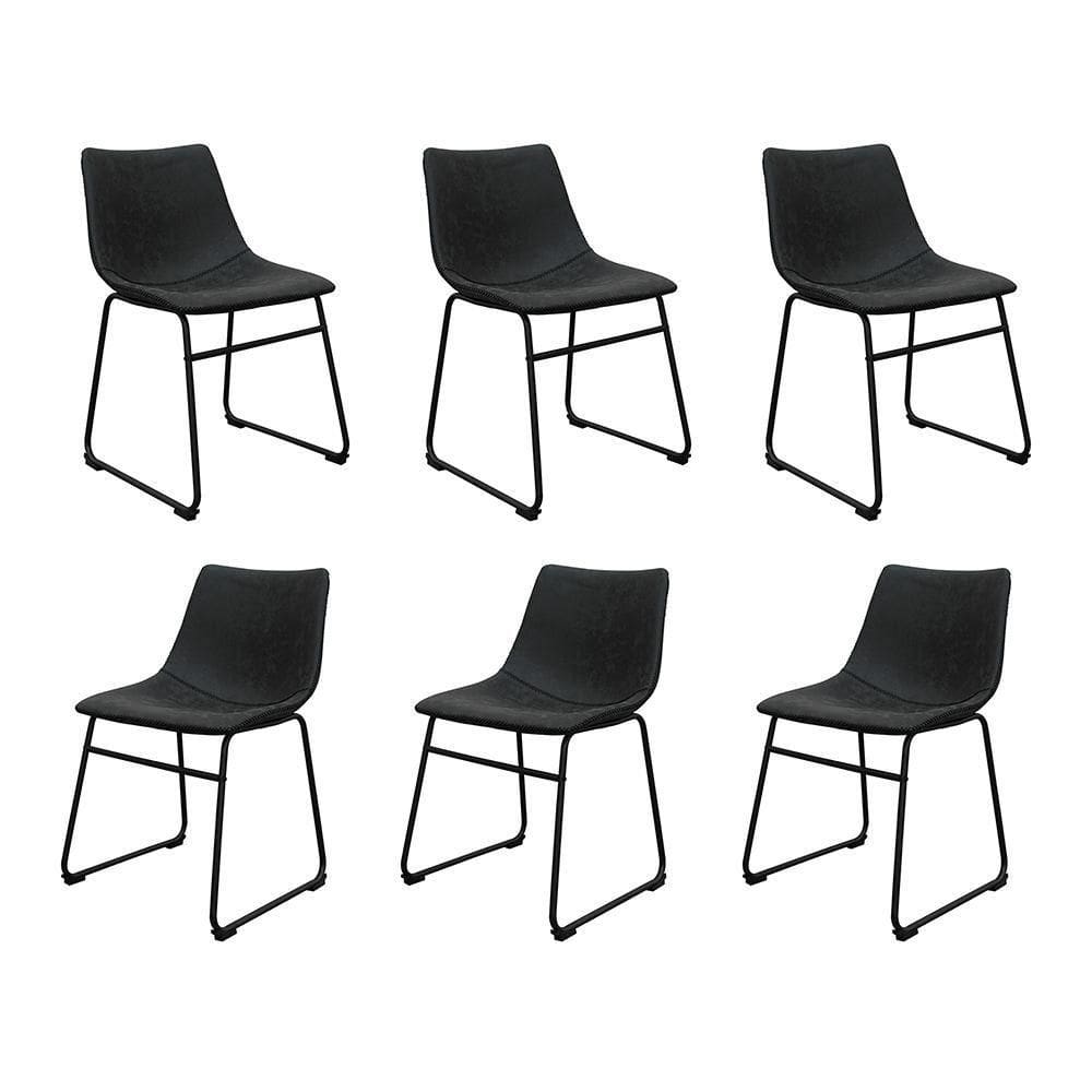 Kit 6 Cadeiras Decorativas Marquezine Sala De Jantar Pu Base Aço Preto G56 - Gran Belo