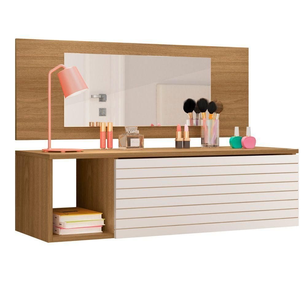 Penteadeira Suspensa Joy Com Espelho Nature Off White Plla