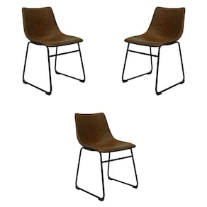 Kit 3 Cadeiras Decorativas Marquezine Sala De Jantar Pu Base Aço Marrom/preto G56 - Gran Belo