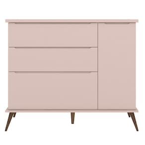 Cômoda Infantil 1 Porta 3 Gavetas 100% Mdf Pés Retrô Melinda Rosê