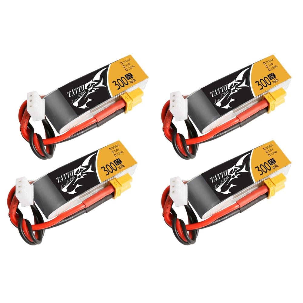 Pacote de bateria LiPo TATTU 7,4 V 300 mAh 2S 45C com plugue XT30