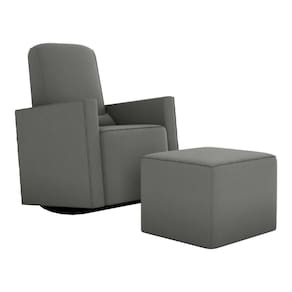 Poltrona De Balanço 66cm Com Puff Multimóveis Cr45268 Cinza