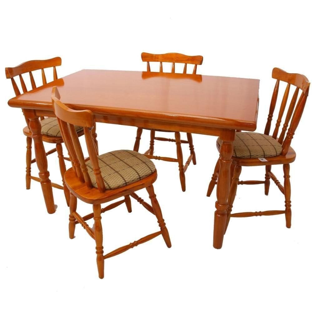 Conjunto Mesa De Jantar 125cm Com 4 Cadeiras Estofadas Multimóveis Cr50084 Mel Mel