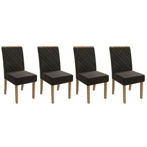 Cadeira Sala De Jantar 2cad149fr Kit 4 Un Freijó - Assento-encosto Linho Chumbo Escuro A - Kappesberg
