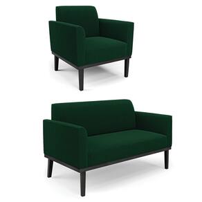 Namoradeira e Poltrona Base Madeira Preto Marisa Bouclê Verde D03 - D`Rossi