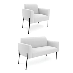 Namoradeira e Poltrona Pé Ferro Preto Marisa Bouclê Off White D03 - D`Rossi