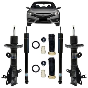 2 Pares Amortecedor Civic 1.8 2012 A 2016 Nakata Dianteiro/Traseiro Pressurizado + Kit Batente