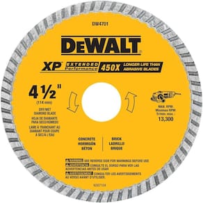 Lâmina de diamante DEWALT DW4701 para corte úmido/seco de 4,5 polegadas