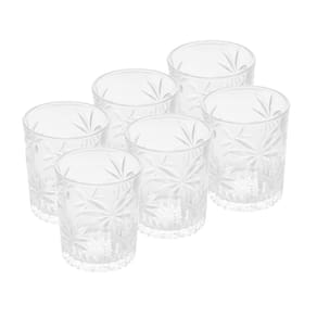 Cj 6 Copos Baixos de Cristal Palm Tree Transparente 340ml Wolff