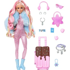 Boneca Barbie Extra Fly com roupas e acesso com tema de neve.