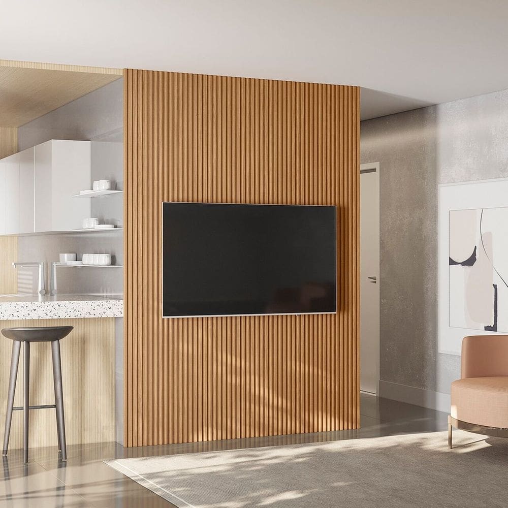 Painel Ripado Modular 1.8 2,50cm Sala Estar Quarto Escritório TV Até 65 Polegadas