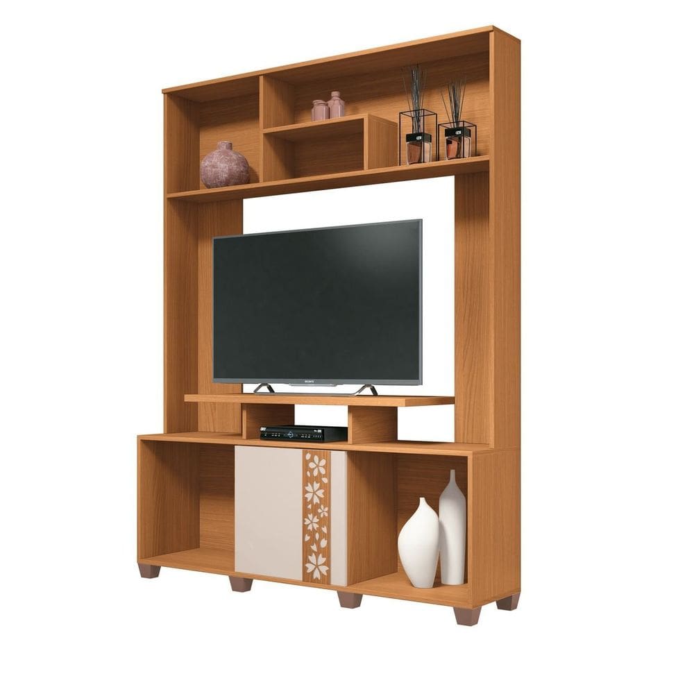 Estante Home Compacta Sala Estar TV Até 47 Polegadas 1 Porta 2 Prateleiras E Pés Milla