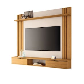 Painel Home Suspenso Detalhe Ripado TV Até 70 Polegadas 2 Portas Basc. 1 Prateleira Superior Solus
