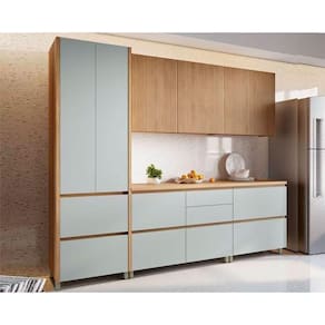 Kit Cozinha Modulada 5 Peças Rainha Gourmet (2Aéreos+2Balcões+1Paneleiro) C5P33 Nature/Verde - Nesher