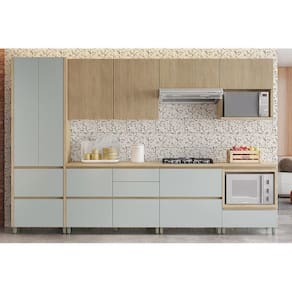 Kit de Cozinha Completa 7 Peças Rainha Gourmet (3Aéreos+3Balcões+1Paneleiro) C6P38 Nature/Verde - Nesher
