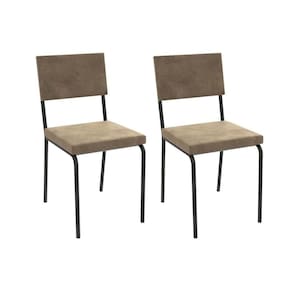 Kit 2 Cadeiras de Cozinha Zaria 2C128 Aço 2 Uni Preto/Suede Bege - Kappesberg