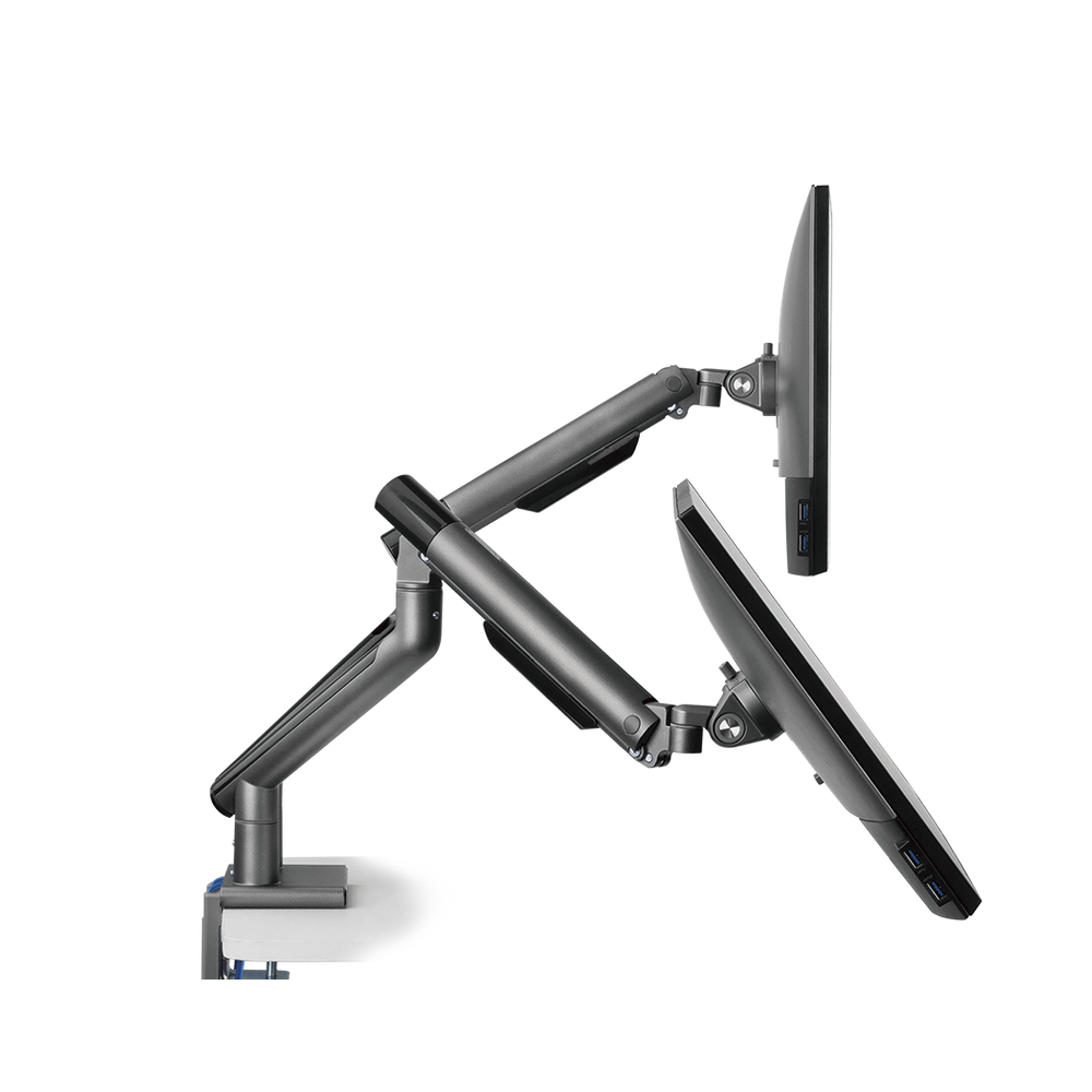Suporte Para Monitor Até 32" Articulado Duplo Com 2 Saídas USB Octoo CLIPSMART-DESIGN- 2 (Titanium)