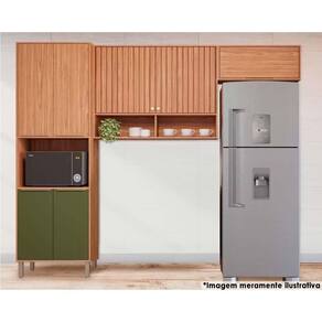 Kit Cozinha Modulada 3 Peças Divina (2Aéreos+1Paneleiro) CZ045 Freijo/Verde - MGM