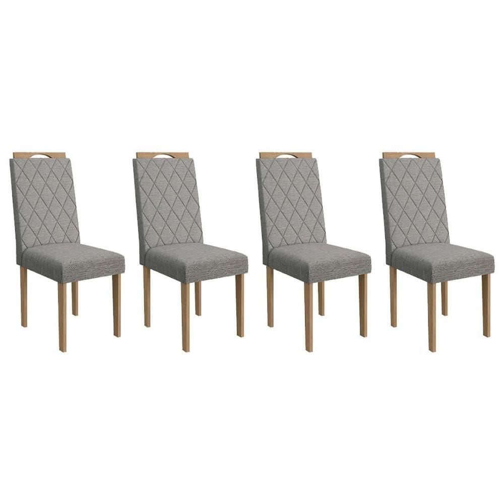 Cadeira de Cozinha 2CAD153EA Kit 4 Un Eucalipto/Cinza Mesclado A031 - Kappesberg