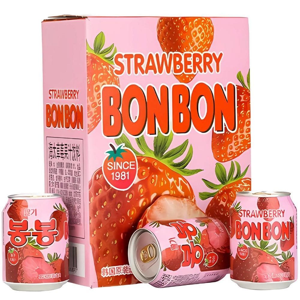 Caixa Com 12 Sucos Coreano Bonbon Morango Haitai 238Ml