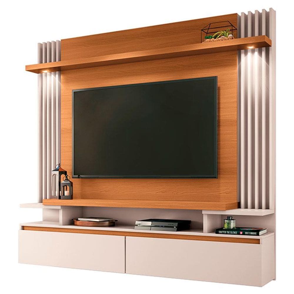 Painel para TV Home Suspenso Brasil Cinamomo Off White - HB Móveis