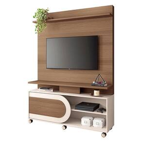Estante Home Theater Órbis Castanho Off White - HB Móveis