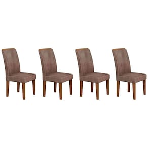 Kit 4 Cadeiras Sala Jantar Lunara 4 Un Imbuia/Suede Capuccino - Rufato