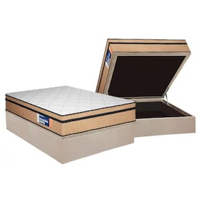 Cama Box Baú Casal: Colchão Ortopédico Plumatex D45 Selectus + Base CRC Suede Clean (138x188)