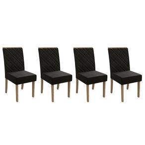 Kit 4 Cadeiras Sala Jantar 2CAD149NG 4 Un Nogueira/Suede Preto A038 - Kappesberg
