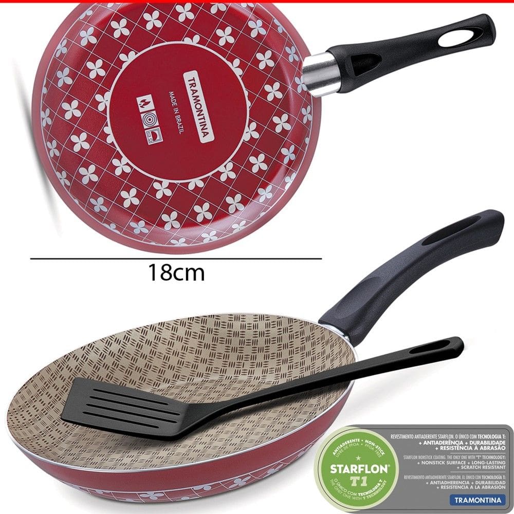 Frigideira Antiaderente Tramontina Vermelha C/ Espátula 18cm