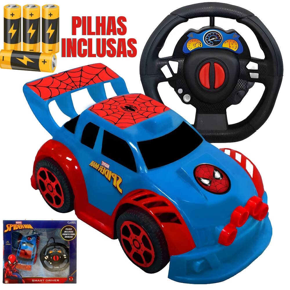 Carrinho Do Homem Aranha De Controle Remoto Volante 3 Funções Smart Driver