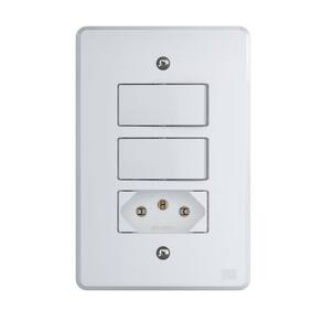 Conjunto Interruptor 4x2 | 2 Teclas Simples 10A + 1 Tomada 10A 250V