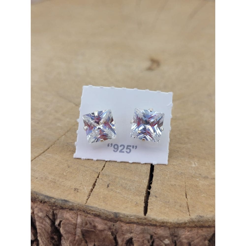 Brinco Prata 925 Carre Zircônia10mm